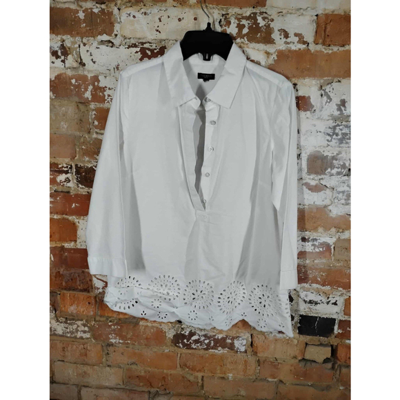 Talbots Tops - Talbots Top Womens White Cotton Eyelet Embroidered Scallop Hem Tunic